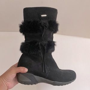 Tecnica Fur Ski Lodge Italian Suede Black Boots